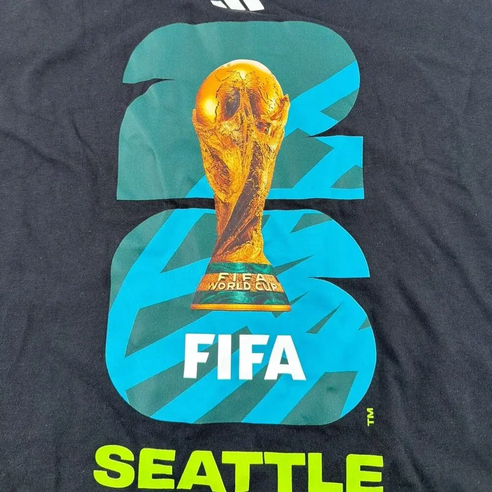 Adidas FIFA World Cup 26 Host City Seattle Graphic T-Shirt Black Size M